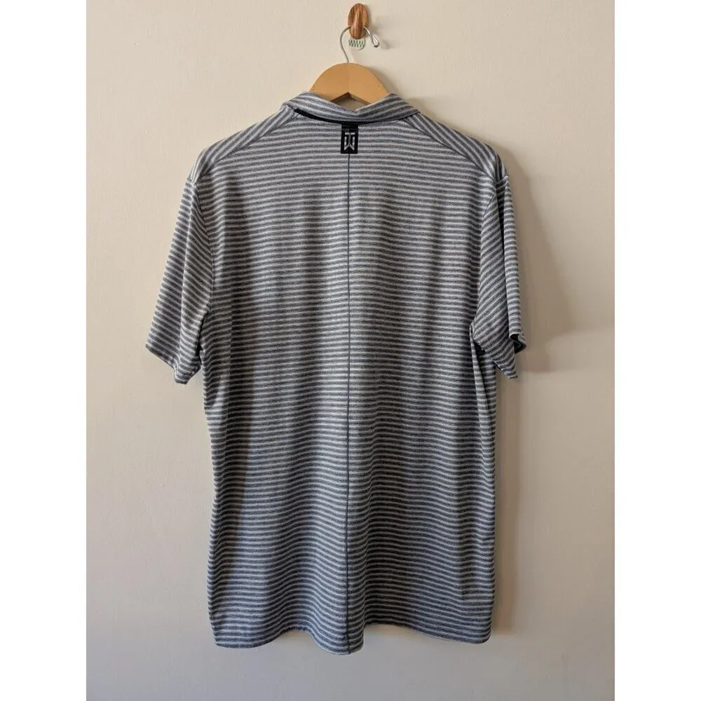 NIKE Tiger Woods Men's T Shirt Size Large Shorts Sleeves Striped Golf Shirt